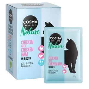 Cosma Nature 6 x 50 g en bolsitas Pollo y jamón de pollo