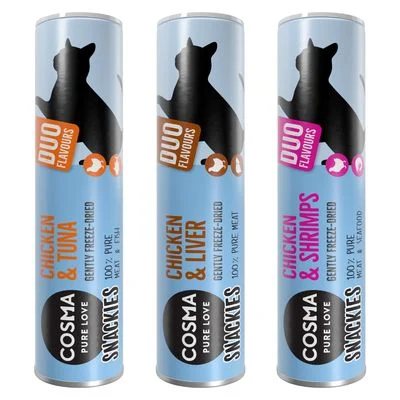 Cosma Snackies DUO snacks para gatos - Pack de prueba 77 g, 3 sabores diferentes