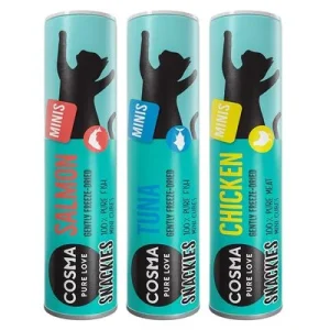 Cosma Snackies Minis snacks liofilizados para gatos - Pack de prueba mixto 72 g 3 variedades