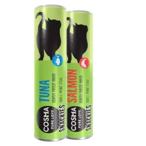 Cosma Snackies snacks para gatos - Pack de prueba 30 g, 2 sabores (atún y salmón)