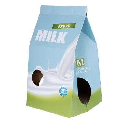Cueva para gatos y mueble rascador TIAKI en forma de tetrabrik de leche 33 x 31 x 55 cm (L x An x Al)