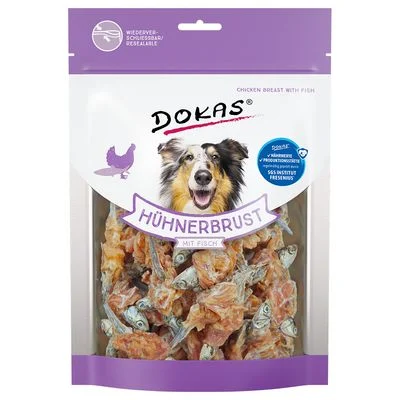 Dokas snack de pollo y pescado para mascotas 220 g