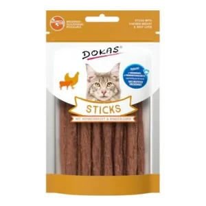 Dokas Sticks 30 g snacks para gatos con pechuga de pollo e hígado de vacuno