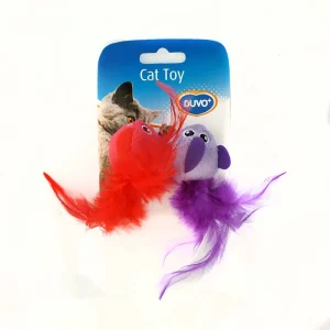 DUVO Cat Toy | Juguete Gato Relleno de Catnip | Pájaro con Plumas 2 Unidades