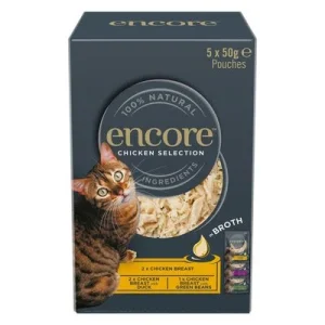 Encore Cat en caldo en bolsitas 10 x 50 g - Pack Ahorro Selección de pollo (3 variedades)