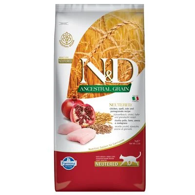 Farmina N&D Ancestral Grain Adult Neutered pollo y granada para gatos 5 kg