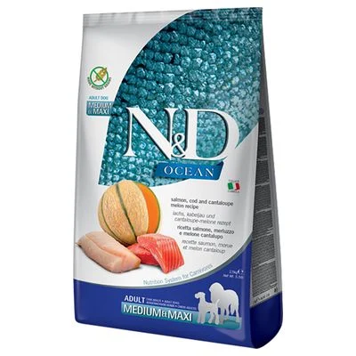 Farmina N&D Océano Salmón, Bacalao y Melón Mediano y Maxi 12 kg