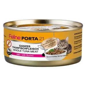 Feline Porta 21 24 x 156 g en latas para gatos - Pack Ahorro Atún con surimi (sin cereales)