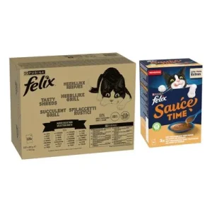 Felix 120 x 80 g / 85 g + Sauce Time con pollo y pavo 24 x 40 g ¡gratis! Tasty Shreds Selección mixta en salsa (120 x 80 g)