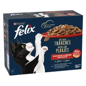 Felix Deliciously Sliced 12 x 80 g Seleción de la granja en gelatina