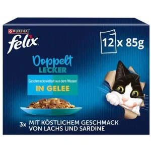 Felix Fantastic Doblemente Bueno 12 x 85 g Carbonero y salmón, salmón y sardinas, arenque y trucha, trucha y caballa
