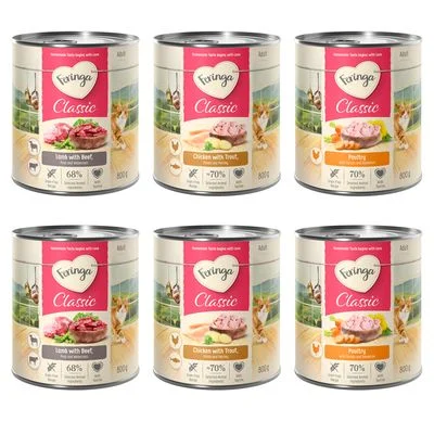 Feringa Classic Meat Menu 6 x 800 g - Pack de prueba mixto Pack mixto I: ave, cordero y conejo, pollo y trucha