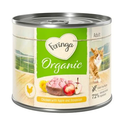 Feringa Organic Adult 12 x 200 g - Pack Ahorro Pollo con manzana y diente de león