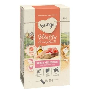Feringa Vitality Creamy Snacks para gatos Salmón con pollo (12 x 10 g)