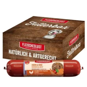 Fleischeslust Senior Classic 6 x 800 g para perros Pollo y vacuno con batata, escaramujo y gingko