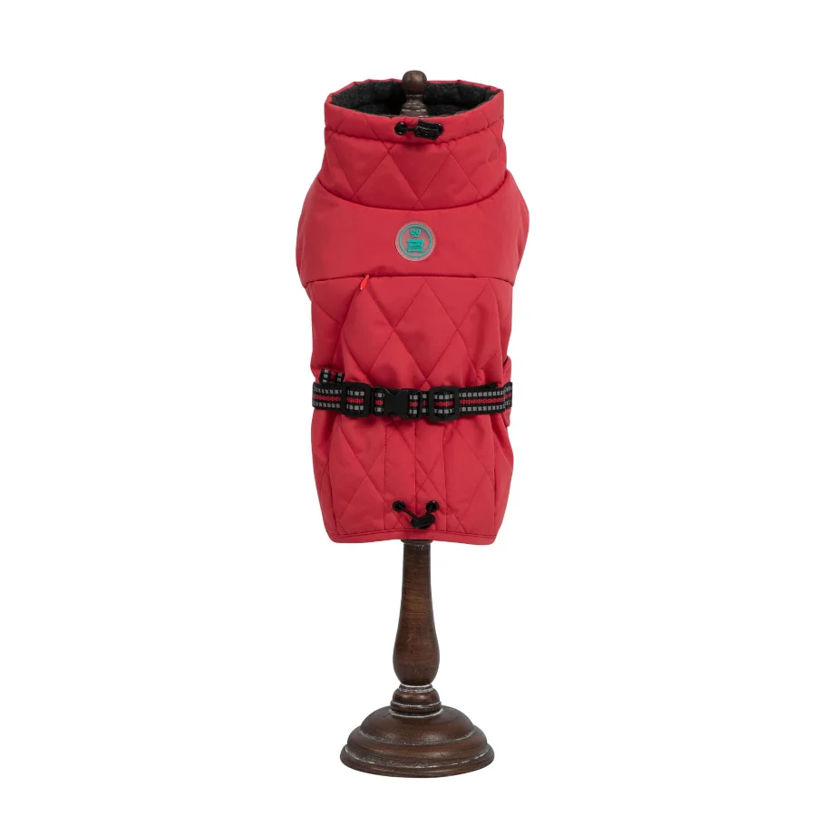 Freedog Oymyakon Rojo Abrigo Impermeable con Arnés para perros
