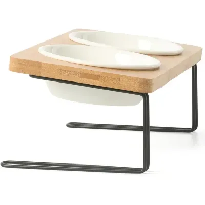 FUKUMARU Bol de cerámica y soporte de bambú Blanco