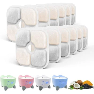 FurryFusion Filtros para fuentes de agua para gatos - Paquete 12 Catit PIXI 12 piezas