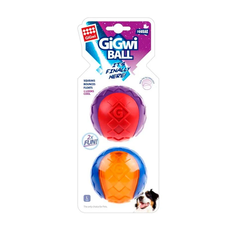 GIGWI PELOTA SQUEAKER L 2 PIEZAS - Image 2