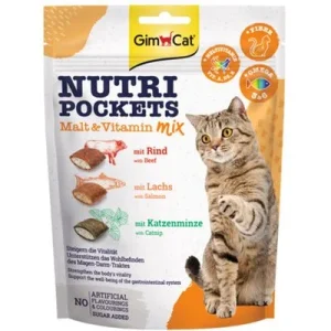 GimCat Nutri Pockets snacks para gatos Mezcla de malta y vitaminas (150 g)