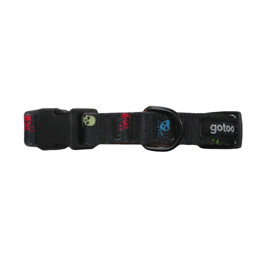 Gotoo Collar estampado calavera negro para perros
