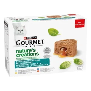 Gourmet Nature's Creations Gravy Heart 12 x 85 g Pescado de mar, pollo, bacalao y vacuno