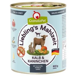 GranataPet Liebling's Mahlzeit 24 x 800 g - Pack ahorro Ternera y conejo