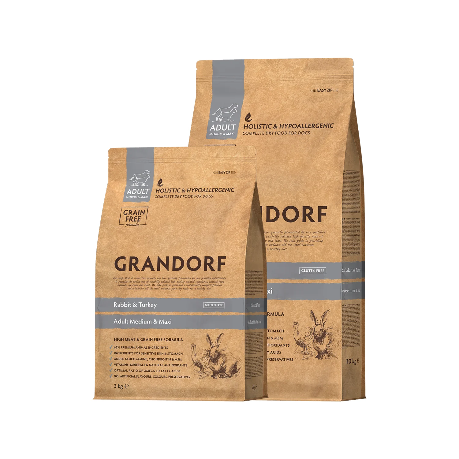 Grandorf Medium & Maxi Breeds Adult - Conejo y Pavo - Pienso para Perros