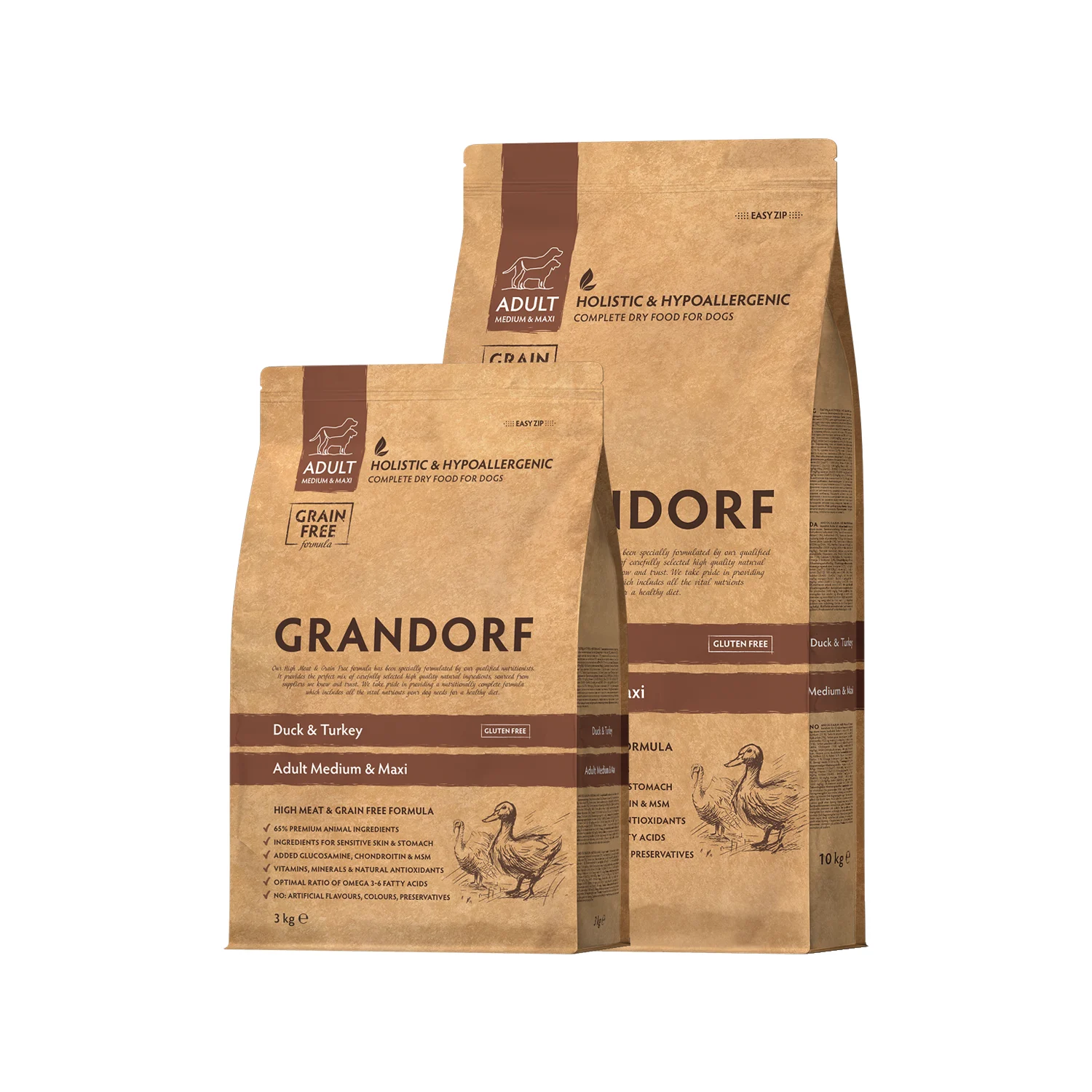 Grandorf Medium & Maxi Breeds Adult - Pato y Pavo - Pienso para Perros