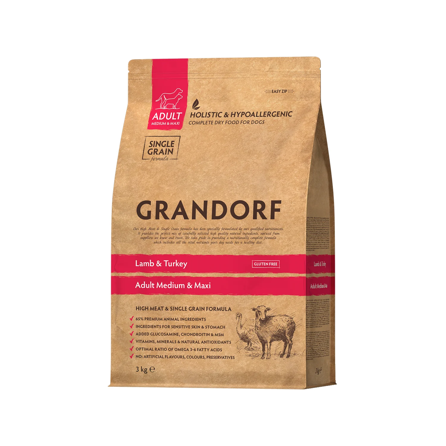 Grandorf Medium & Maxi Breeds Adult - Cordero y Pavo - Pienso para Perros - Image 2
