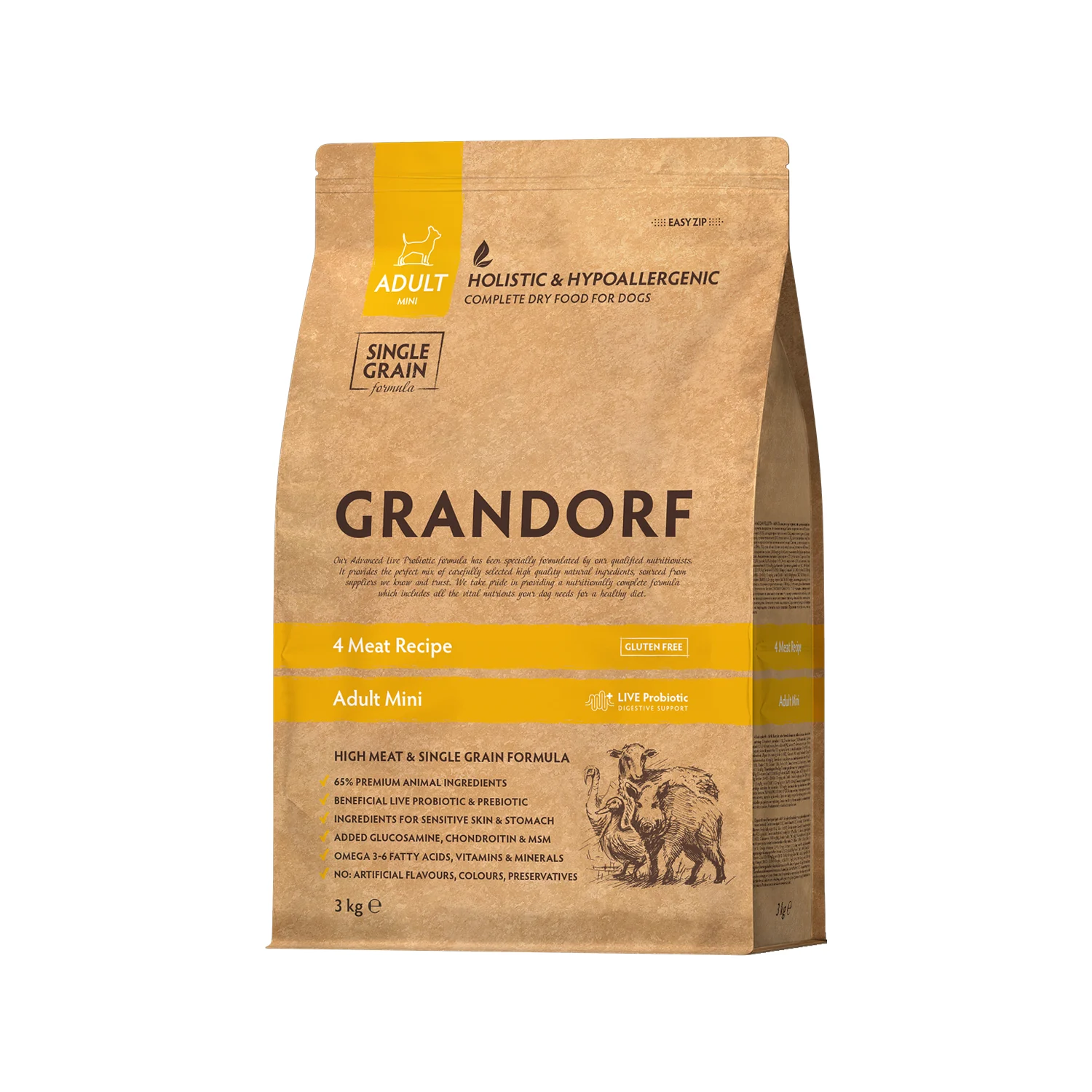 Grandorf Mini Breeds Adult - 4 Meat - Pienso para Perros