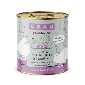 GRAU Adult Sin Cereales 12 x 800 g - Pack Ahorro Pollo y corazón de pavo