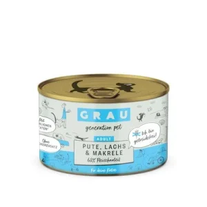 GRAU Gourmet sin cereales 12 x 200 g - Pack Ahorro Pavo, salmón y caballa