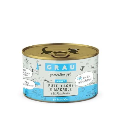 GRAU Gourmet sin cereales 12 x 200 g - Pack Ahorro Pavo, salmón y caballa
