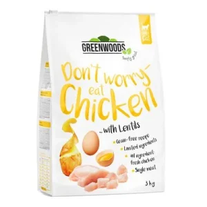 Greenwoods 3 x 3 kg pienso para gatos - Pack Ahorro Pollo con lentejas, patatas y huevo