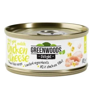 Greenwoods Delight filete de pollo con queso en latas para gatos 6 x 70 g