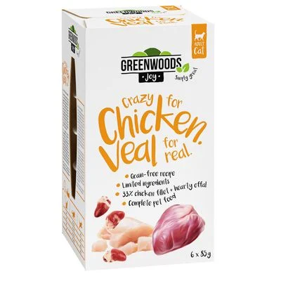 Greenwoods Joy filete de pollo con ternera en tarrinas para gatos 6 x 85 g