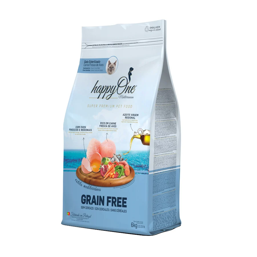 happyOne Mediterraneum Esterilizado Carne Fresca de Aves pienso para gatos