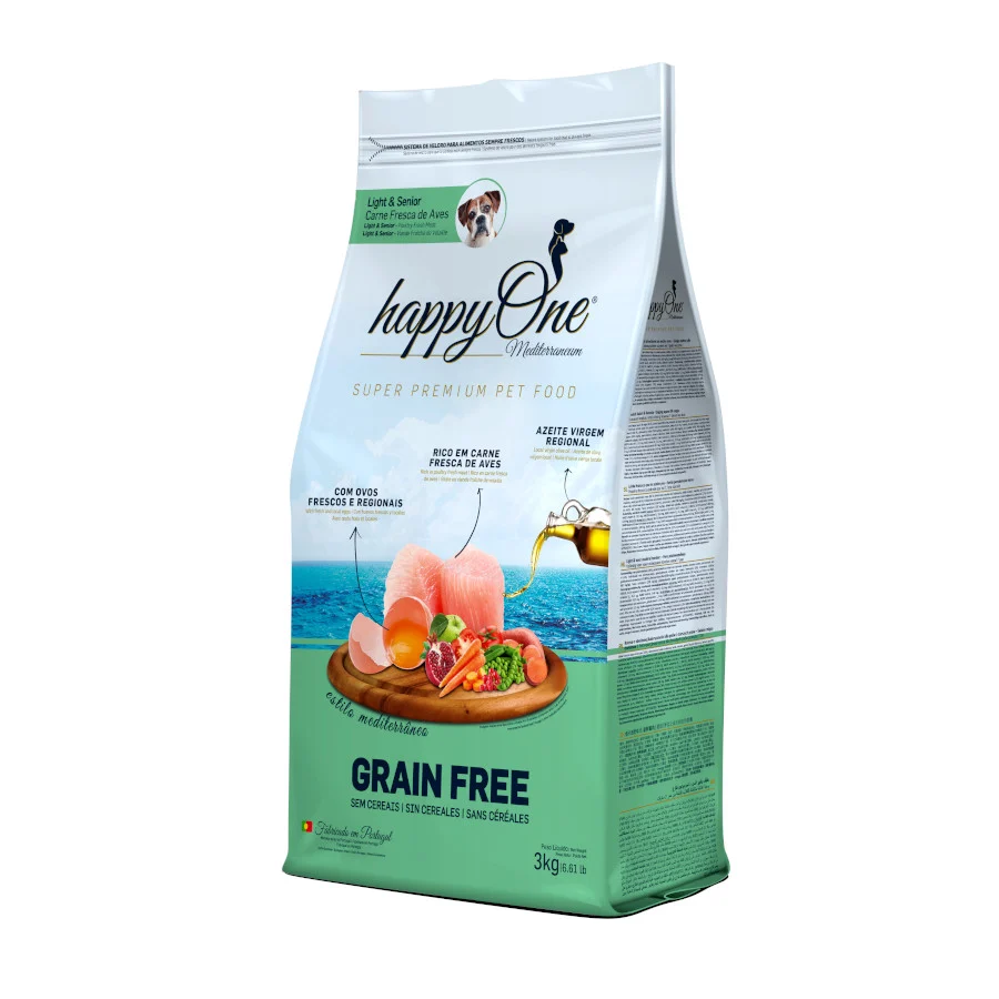 happyOne Mediterraneum Senior Grain Free Carne Fresca de Aves pienso para perros