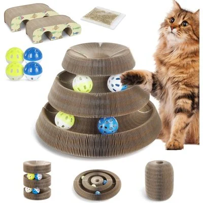 HausPets 2 rascadores plegables para gatos lazo mágico campana interactiva Artículo 1