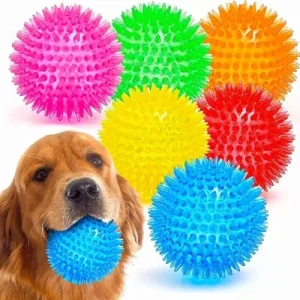 HausPets 6 pelotas chirriantes para perros – 9 cm con pinchos 6 pelotas chirriantes