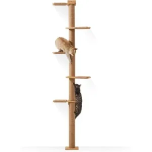 HausPets Árbol Gato Pared 205cm, Giratorio 360°, Altura Ajustable, Yute 205cm