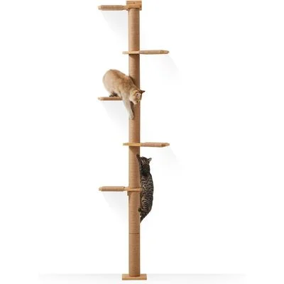 HausPets Árbol Gato Pared 205cm, Giratorio 360°, Altura Ajustable, Yute 205cm