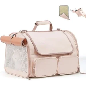 HausPets Bolsa Transporte Gato 44x30x29cm, 4 Ventanas Malla, Viaje Aéreo 44x30x29cm