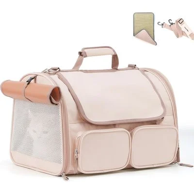 HausPets Bolsa Transporte Gato 44x30x29cm, 4 Ventanas Malla, Viaje Aéreo 44x30x29cm