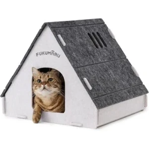 HausPets Caseta Gato Fieltro Cálida, Túnel 2-en-1 Plegable, Paso Cable 2-en-1