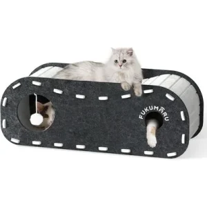 HausPets Cueva Gato Extra Grande 80cm, Cama Superior + Guarida 4 Agujeros 80cm