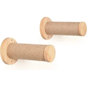 HausPets Escalón Pared Gato 30cm Lote de 2, Estante Escalada Yute, Madera 30cm x2
