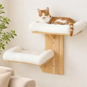 HausPets Estante Pared Gato 2 Plataformas, Percha Madera Hevea 2 Plataformas