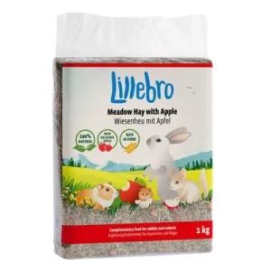 Heno de prado Lillebro para roedores y conejos 1 kg heno de prado con manzana silvestre